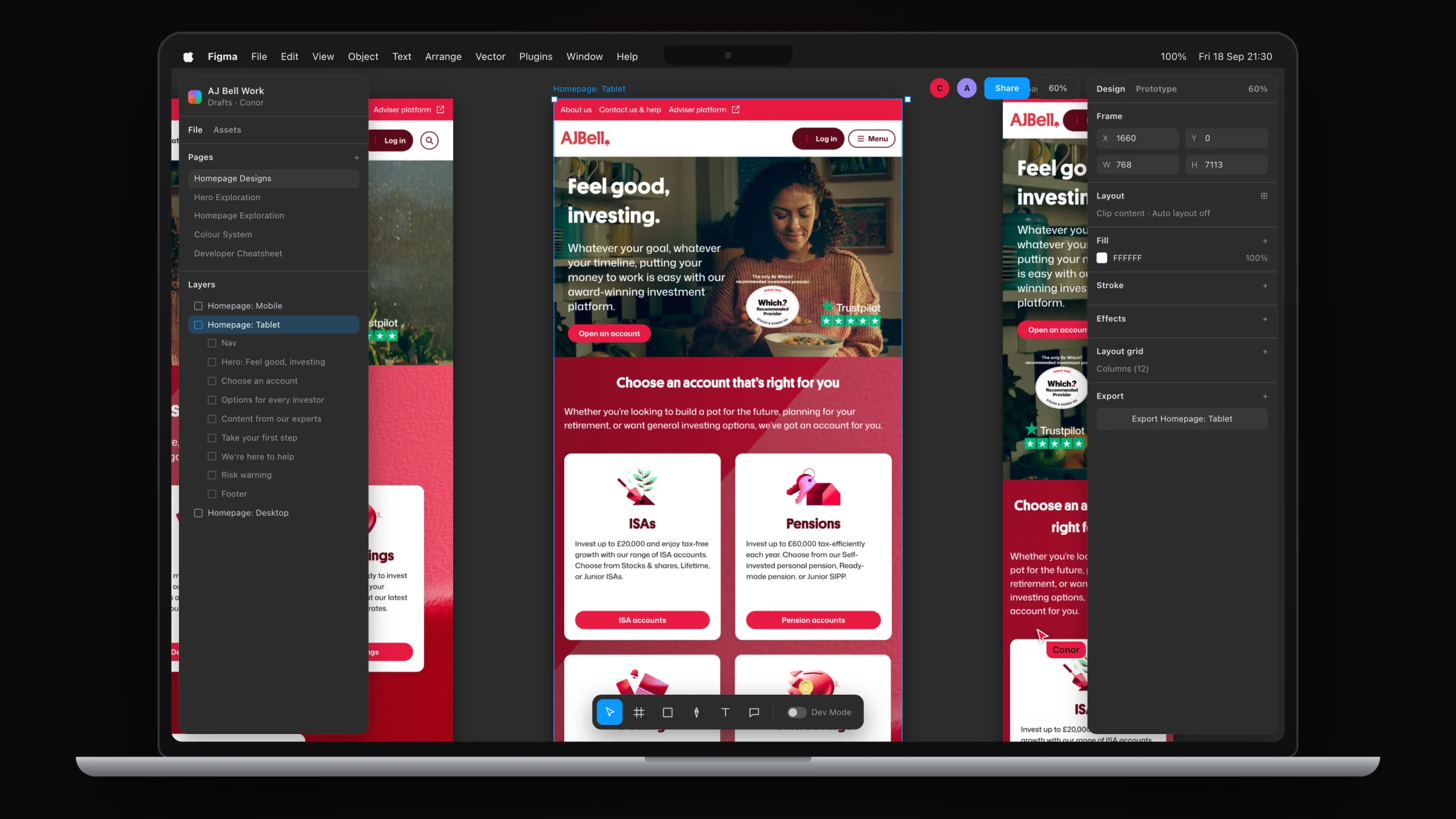 Tablet: two-up cards on a 768 grid