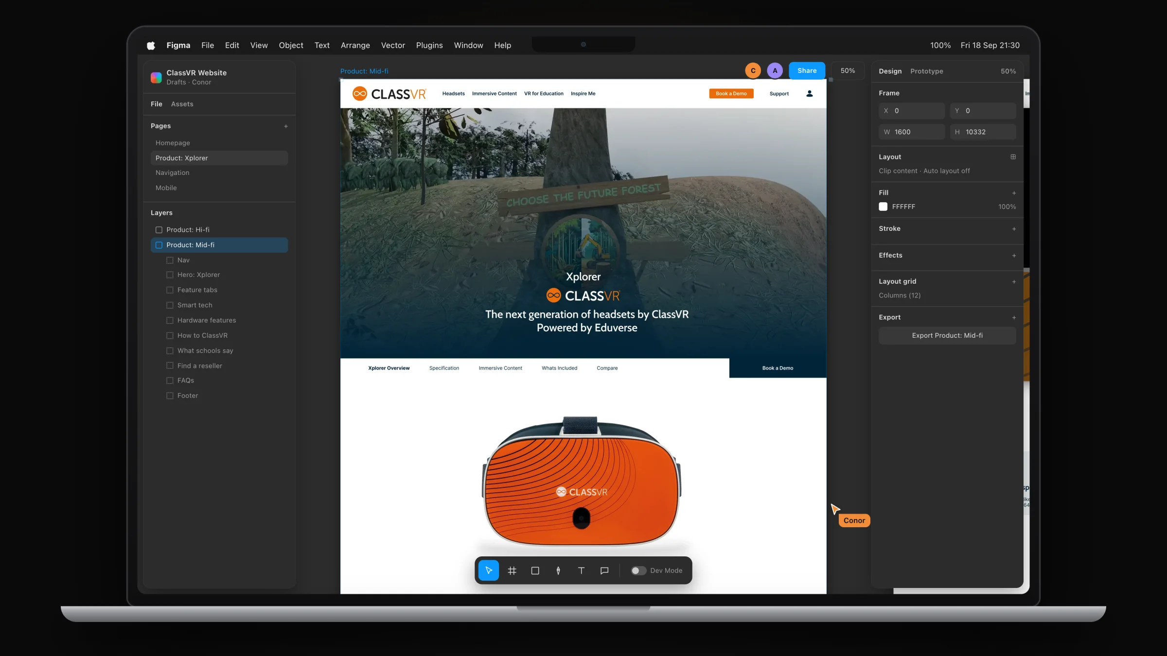 Mid-fi: Xplorer product page structure