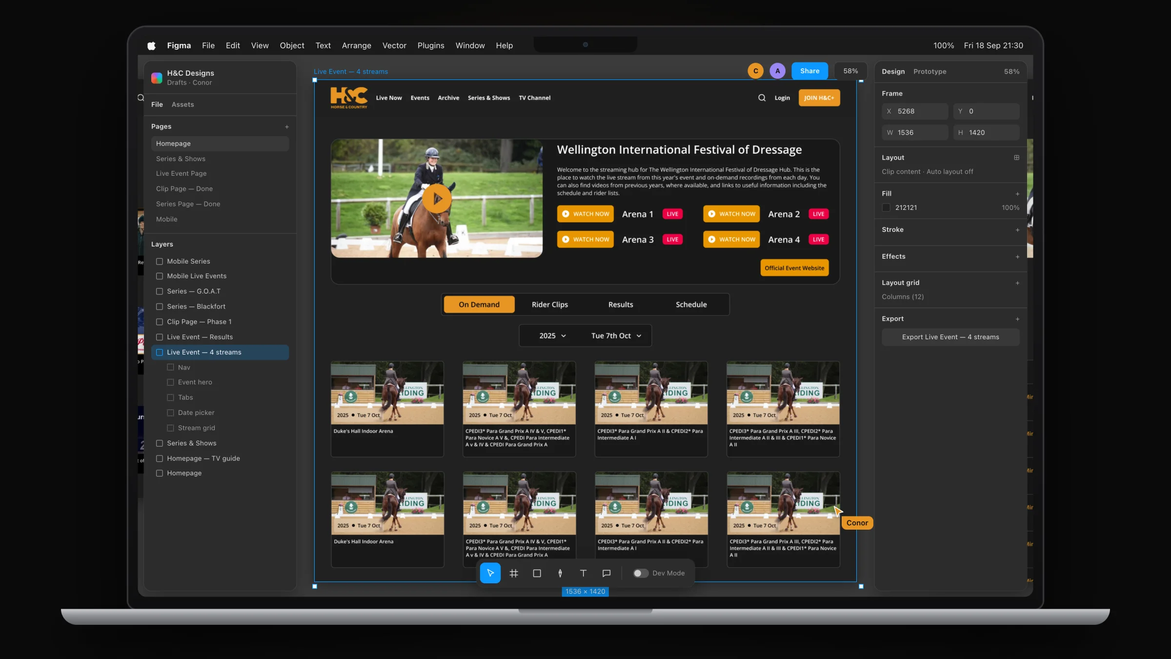 Live event hub: multi-arena streams