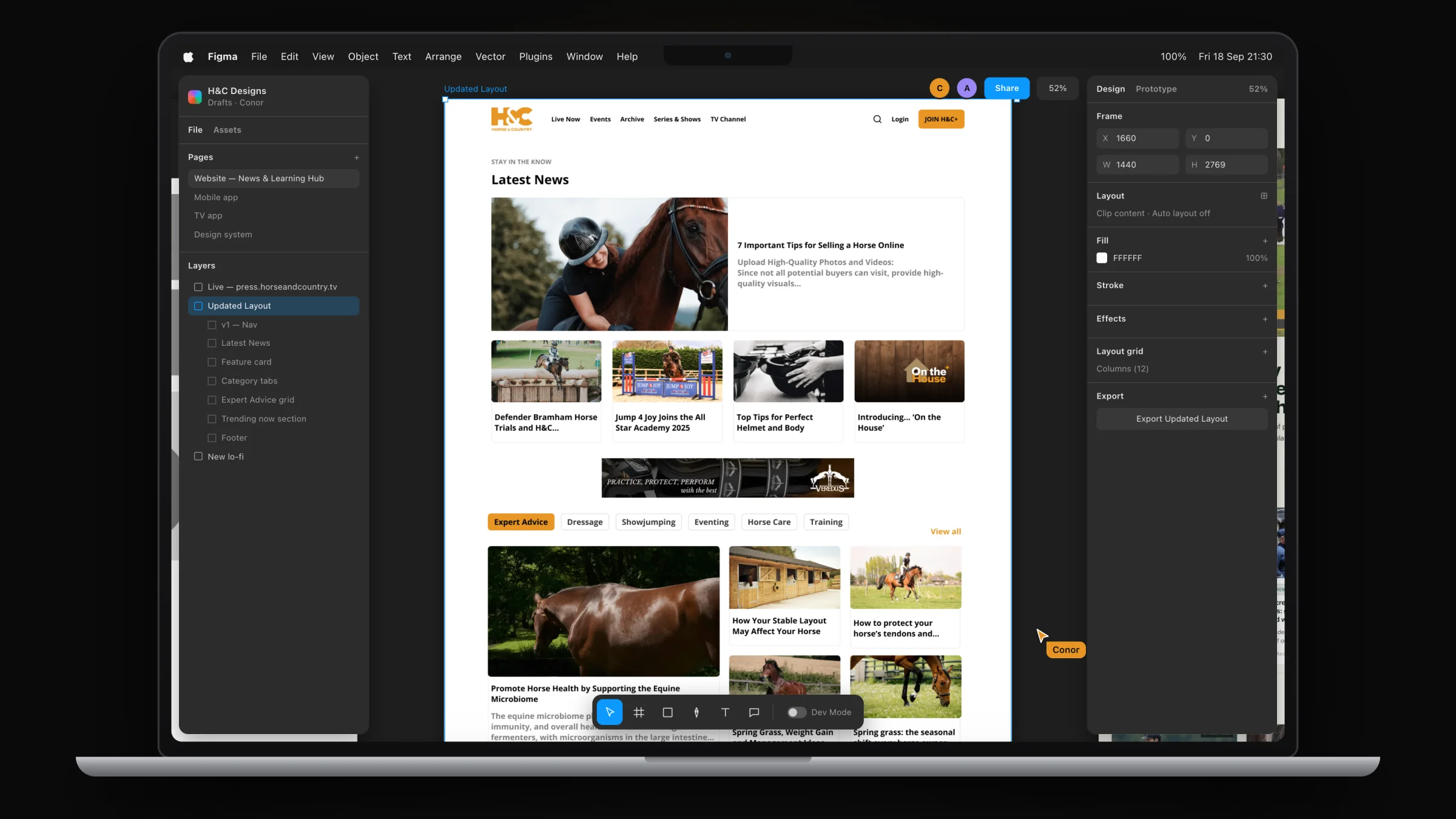 02. Hi-fi: the Latest News layout in the H&C brand
